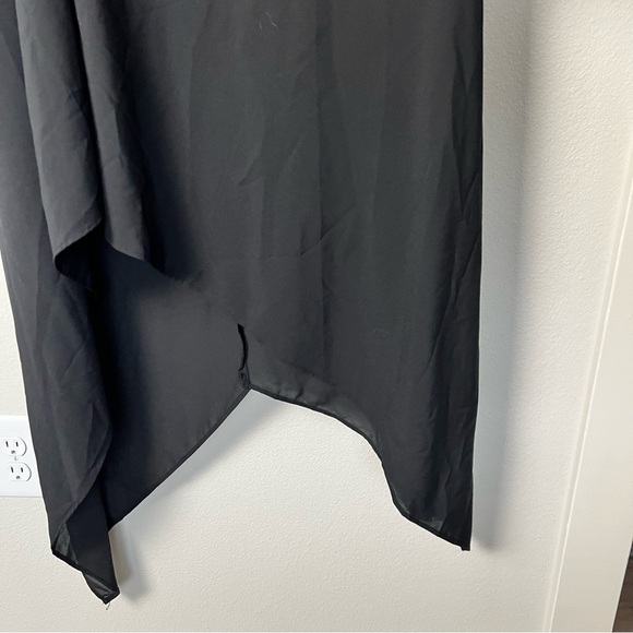 Black Halter Deep V-neck Maxi Dress with asymmetrical hem Size Medium Classic - Picture 3 of 8